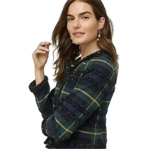 J. Crew Lady Jacket Tweed Blazer Black Watch Plaid 0 Party Festive Holiday Dress - Picture 4 of 16